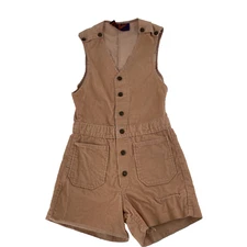 Vintage LANDLUBBER Corduroy Romper Jumper Womens Small (NO SIZE TAG) Peach *FLAW