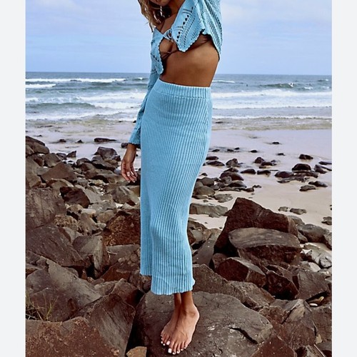 FP Beach by Free People Morgan Fauxchet Ribbed Knit Sweater Skirt Women's XS - Picture 2 of 8