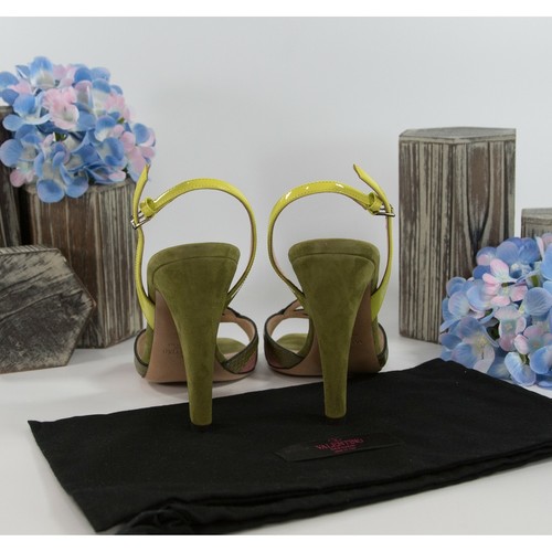 Valentino Limited Edition Cupid Heart Army Green Suede Python Heels 37 7 NIB - Picture 3 of 8