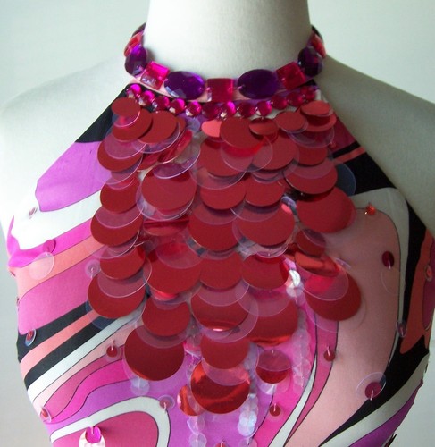 EMILIO PUCCI Pink Silk Paillette Sequin Embellished Open Back Dress 38 4 - Picture 3 of 5