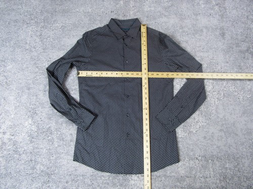 Perry Ellis Shirt Mens Small Slim Fit Dress Black Microdot Button up Long Sleeve - Picture 7 of 11