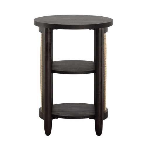 Springwood Caning Side Table Round Open Storage Rattan Accents Indoor Home Decor - Picture 4 of 10