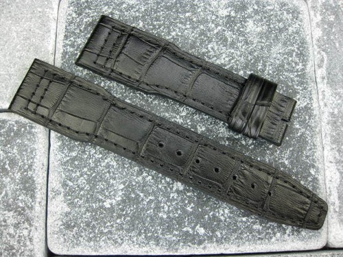 New 21mm Grain Leather Strap Black Watch Band for IWC Pilot Top Gun Black x1 - Picture 2 of 5