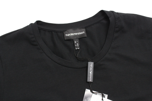 Emporio Armani T-Shirt Donna UK 8 Logo Elasticizzato Pullover Nero - Picture 4 of 7