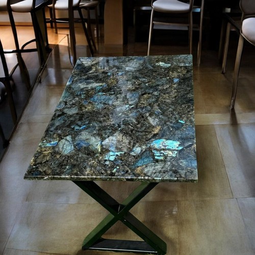 36"x24" Labradorite Stone Top Dining Table Handmade Crystal Gemstone Hallway Dec - Picture 5 of 8
