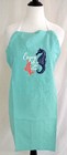 Kitchen Apron Linen Seahorse Ocean Blue Graphic Red Coral Fish High Quality Gift