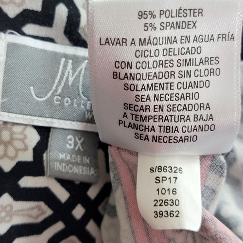 Mini Vestido Túnica Top Colección JM Mujer 3X Negro Blanco Geométrico Manga Acanalada - Imagen 11 de 11