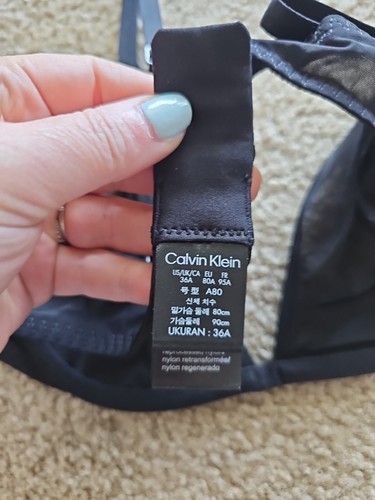 Sujetador para mujer Calvin Klein transparente Marquisette sin forro 36A negro - NUEVO - Imagen 4 de 4