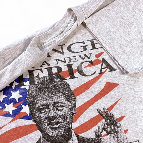 Vtg 90s Bill Clinton Rap Tee Bootleg Change for a New America T-Shirt XL USA - Picture 2 of 4