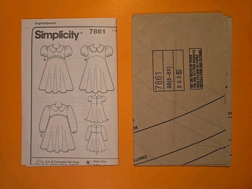 SIMPLICITY PATTERN   7861 CHILDS' DRESS (RARE EDITIONS) SIZE BB 5-6X - Picture 4 of 4