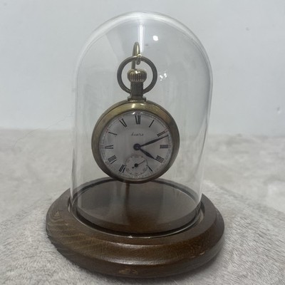 Vintage Sears Pocket Watch Gold Tone Base Metal Britain Wind Up Stand FOR REPAIR