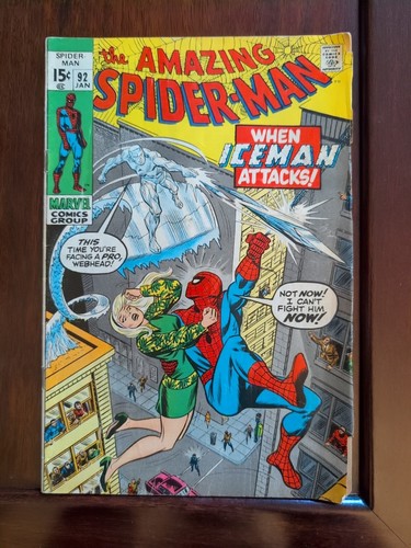 The Amazing Spider-Man #92 1971 When Iceman Attacks! Gwen Stacy