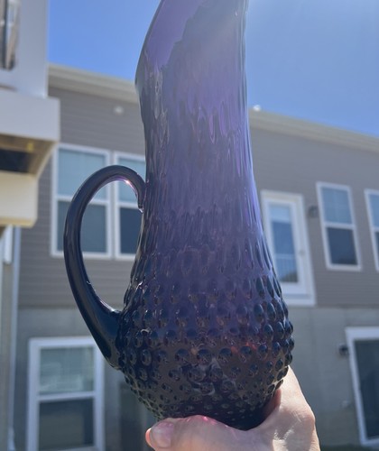 Fenton 12" Vintage Hobnail Pflaume Lila Stretch Krug Angewandter Griff Krug - Bild 14 von 19