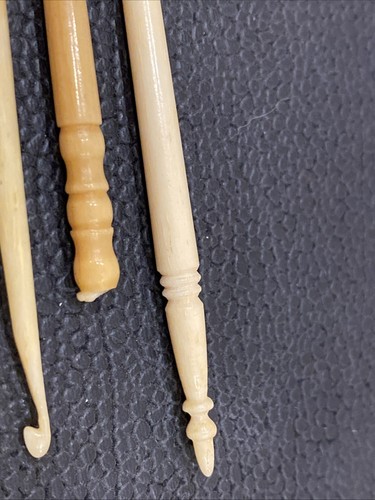 8 Antique Bone Sewing Tool Stiletto Bodkin Awl Ribbon Threader Lace Crochet Hook - Picture 6 of 24
