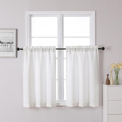 Bennet 24 Inch Short Curtains Half Window Curtains for Bedroom, Faux Linen - Bild 1 von 7