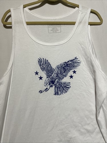 DSG Americana Tank Top Men's L White Graphic Print Cotton Scoop Neck Pullover - Picture 2 of 6