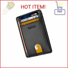 Buffway Slim Minimalist Front Pocket RFID Blocking Leather Wallets for Men and W
