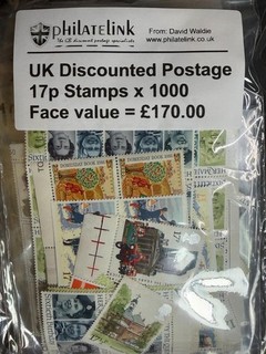 Regno Unito (FV £170 00) 1000 x 17p francobolli scontati MNH lotto 2