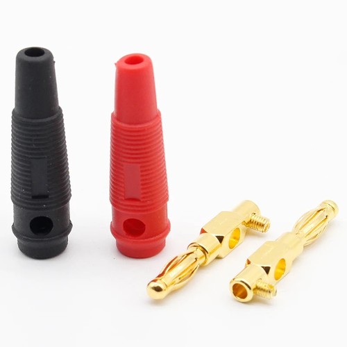 4 Pcs 4mm Cable Pin Pure Copper Gold Plated Lantern Head Plug Connector - Photo 7/9