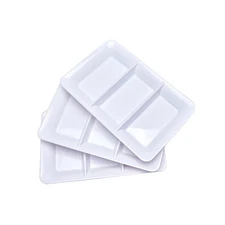 New Lullaby 3 Sectional Plastic Serving Tray 14.2" x 9" Pack White Platters for