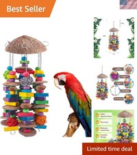 Large Bird Parrot Toys, Colorful Wooden Blocks Bird Chewing Toy Parrots Cage ...