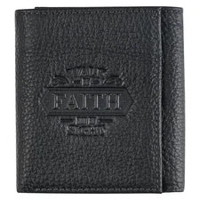 Genuine Full Grain Leather RFID Blocking Scripture Wallet for Men: Walk by