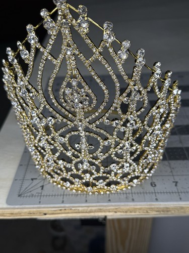 LARGE CROWN CLEAR AUSTRIAN RHINESTONE CRYSTAL TIARA PAGEANT,PARTY, QUINCEAÑERA - Picture 6 of 7