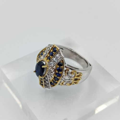 Michael Valitutti Gems En Vogue Sterling Silver 925 Sapphire & Topaz Ring Sz 7 - Picture 3 of 16