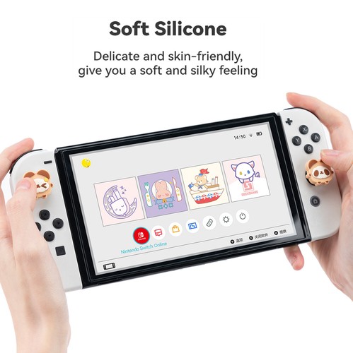 GeekShare Thumb Grips for Nintendo Switch/NS OLED/Lite 4PCS Panda Toast Silicone - Picture 4 of 8