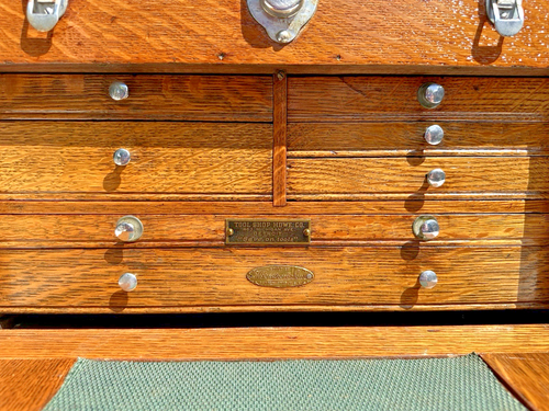 H. Gerstner & Sons 7 Drawer Oak Wood Machinists Chest Tool Box ~ Loaded w/Tools - Picture 4 of 24