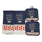 4 Piece “THIS House IS BLESSED BY PAWS” 2 Cotton Dish Towels and 2 Pot Holders