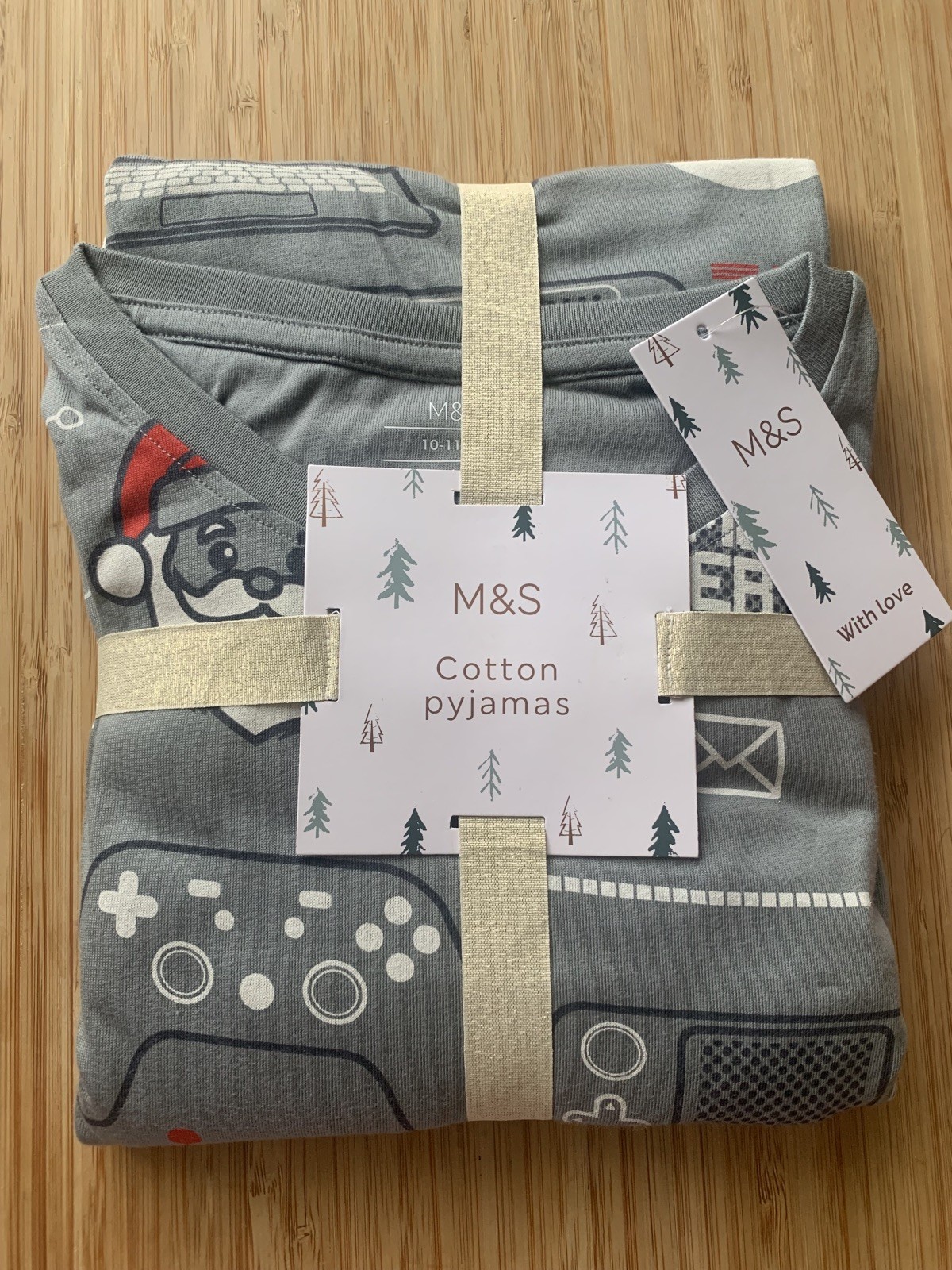 M&S Boys Pyjamas Xmas Gaming Themed Pyjama Set L/Sleeve L/Leg Pjs Age 10-11 