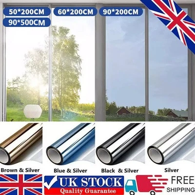 One Way Mirror Reflective Window Film Home Privacy Solar Tint Foil Glass Sticker - Image 1 of 4