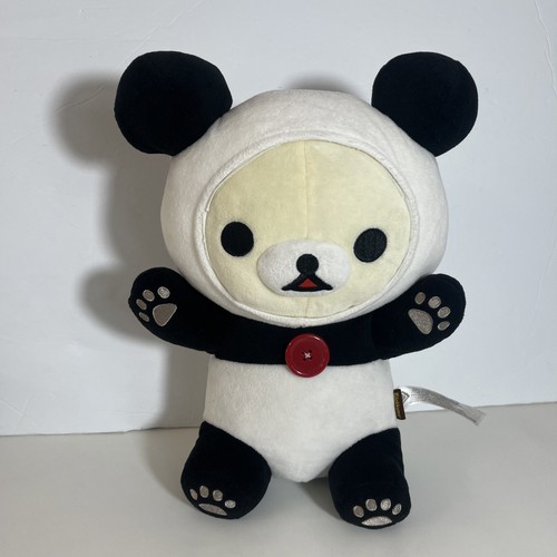 Rilakkuma Korilakkuma Panda Plush 13” San-X 2016 Red Button Pink Embroidered Paw - Picture 1 of 10