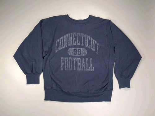 Vintage 80s UConn Connecticut Football Sweatshirt Champion Reverse Weave Large