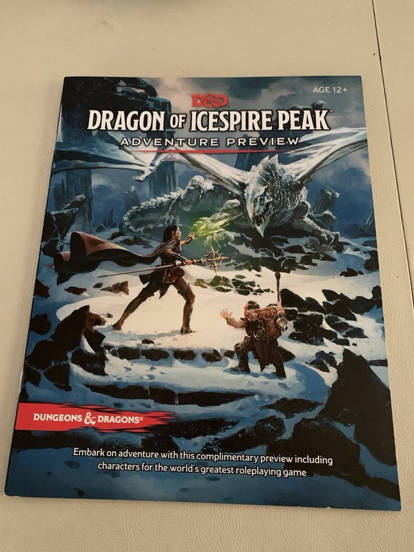 DUNGEONS & DRAGONS DRAGON OF ICESPIRE PEAK ADVENTURE PREVIEW. BOOK. PRE OWNED.