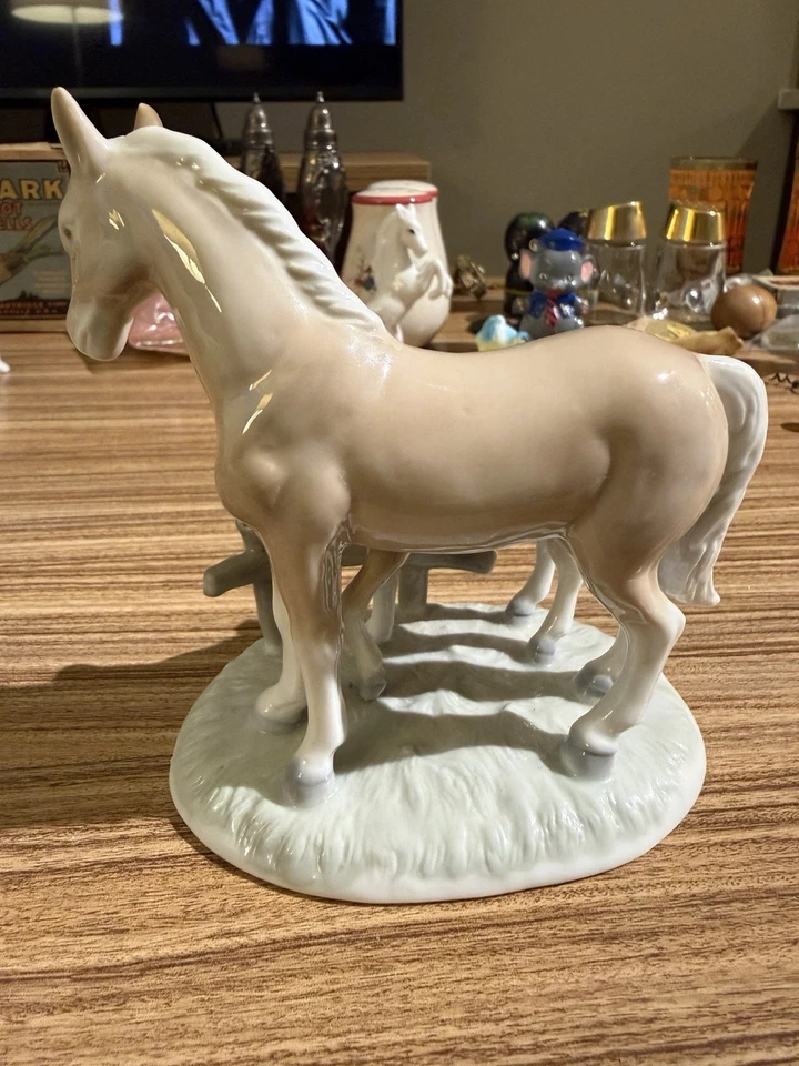 Vintage Otagiri Horse Figurine Japan Two Horses in Field Ceramic Sculpture - Image 3 of 4