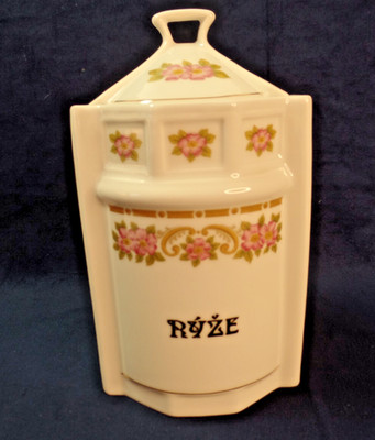 Antique Ryze (Rice) Canister with Lid - Czechoslovakia Porcelain Ceramic