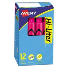 Avery 24010 Desk-Style Highlighters - Fluorescent Pnk Ink/Blk Barrel (1-DZ) New