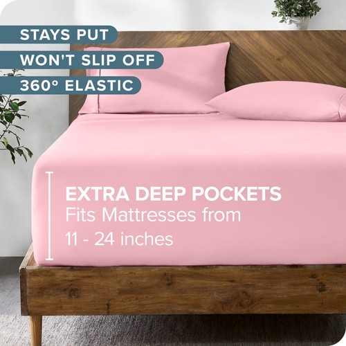 Bare Home 24" Deep Pocket Fitted Sheet - Premium 1800 Microfiber - Picture 75 of 102