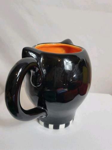 Rara tazza Halloween Dept 56 gatto nero occhi googly vintage spettrale retrò tazza gattino - Foto 5 di 15