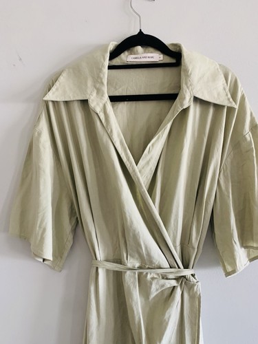 C&M Camilla and Marc Sevilla Shirt dress Size 8AU/4US Oregano Green Wrap Midi - Picture 5 of 10