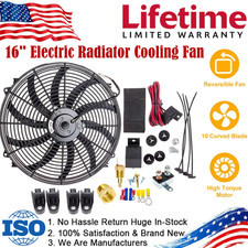 12V Universal Slim Electric Radiator 16" Cooling Fan Push Pull Mount Kit 3000CFM