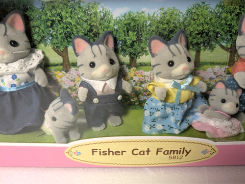 Sylvanian Families Calico Critters Fisher Strip Gray Cat Family (Twins) NEW - Picture 4 of 12