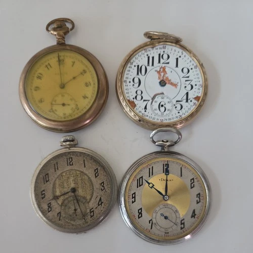 Junk Lot Of 4 Antique Pocket Watches ,Waltham, Elgin,As Is Parts Only!!!