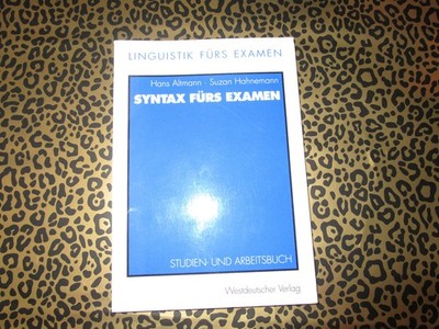 BUCH SYNTAX FÜRS EXAMEN VON ALTMANN/HAHNEMANN LINGUISTIK FÜRS EXAMEN