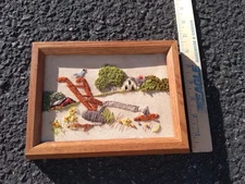 Vintage Embroidered Landscape Framed Print Plow Trees