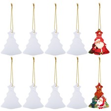 10 Pieces Sublimation Ornament Blanks Ceramic Bulk White Ornament with Gold S...