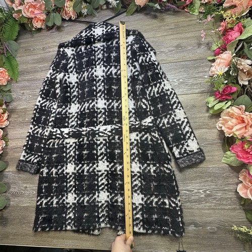White House Black Market Black/White Coat Jacket Belt Size Extra Small XS Womens - Picture 9 of 17