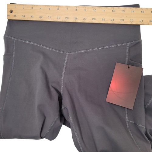 Espidoo Damen High-Waist Capri Legging sportlich Yoga grau mit Taschen groß - Bild 8 von 10